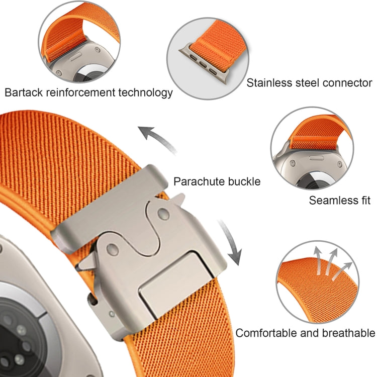 For Apple Watch 46mm / 49mm / 45mm / 44mm Parachute Buckle Elastic Nylon Watch Band(Army Green) - free shipping - PMc TechLife - Order now!