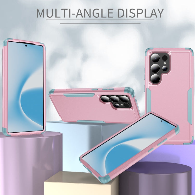 For Samsung Galaxy S25 Ultra 5G TPU + PC Shockproof Protective Phone Case(Pink + Grey Green) - Galaxy S25 Ultra 5G Cases by PMC Jewellery | Online Shopping South Africa | PMC Jewellery | Buy Now Pay Later Mobicred
