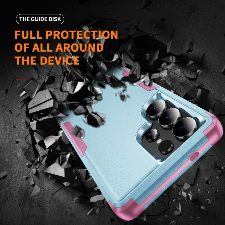 For Samsung Galaxy S25 Ultra 5G TPU + PC Shockproof Protective Phone Case(Grey Green + Pink) - Galaxy S25 Ultra 5G Cases by PMC TechLife | Online Shopping South Africa | PMC TechLife | Buy Now Pay Later Mobicred
