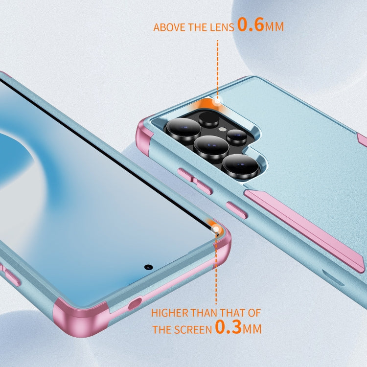 For Samsung Galaxy S25 Ultra 5G TPU + PC Shockproof Protective Phone Case(Grey Green + Pink) - Galaxy S25 Ultra 5G Cases by PMC TechLife | Online Shopping South Africa | PMC TechLife | Buy Now Pay Later Mobicred