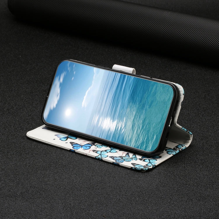 For Samsung Galaxy S25 Ultra 5G Colored Drawing Marble Pattern Leather Phone Case(Little Blue Butterflies) - Galaxy S25 Ultra 5G Cases by PMC Jewellery | Online Shopping South Africa | PMC Jewellery | Buy Now Pay Later Mobicred