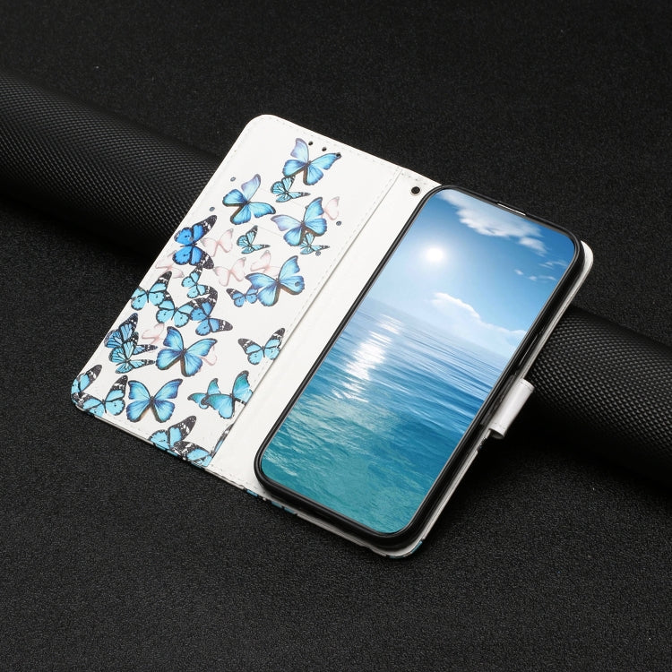 For Samsung Galaxy S25 Ultra 5G Colored Drawing Marble Pattern Leather Phone Case(Little Blue Butterflies) - Galaxy S25 Ultra 5G Cases by PMC Jewellery | Online Shopping South Africa | PMC Jewellery | Buy Now Pay Later Mobicred
