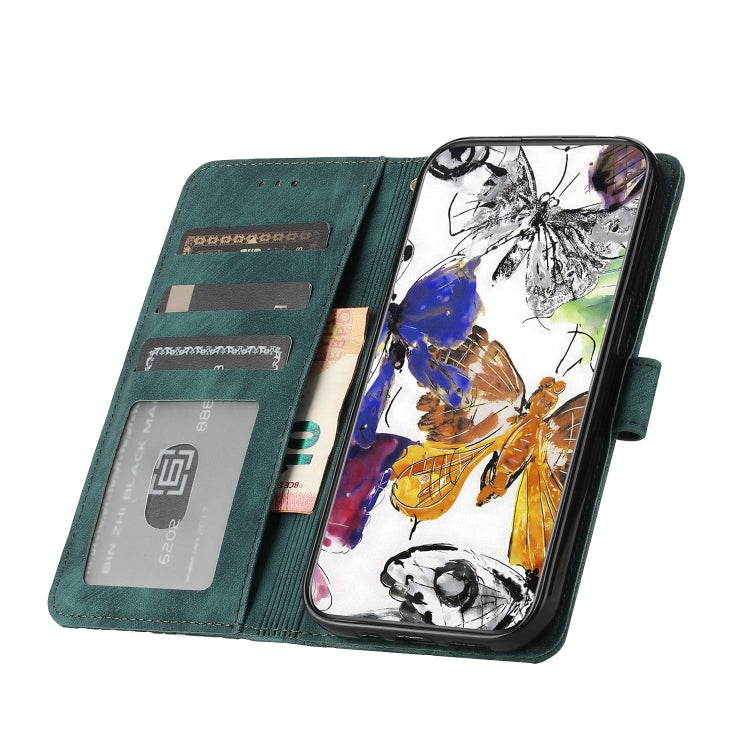 For Samsung Galaxy S25 5G Skin-feel Embossed Butterfly Leather Phone Case(Green) - Galaxy S25 5G Cases by PMC Jewellery | Online Shopping South Africa | PMC Jewellery | Buy Now Pay Later Mobicred