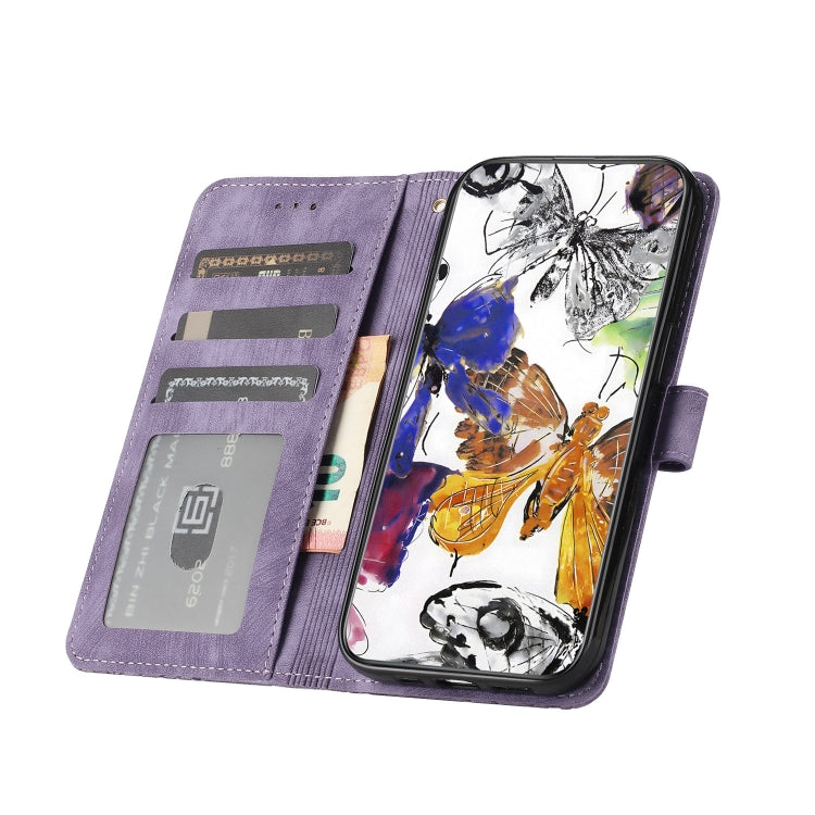 For Samsung Galaxy S25 5G Skin-feel Embossed Butterfly Leather Phone Case(Purple) - Galaxy S25 5G Cases by PMC Jewellery | Online Shopping South Africa | PMC Jewellery | Buy Now Pay Later Mobicred