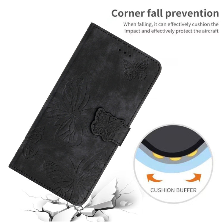 For Samsung Galaxy S25+ 5G Skin-feel Embossed Butterfly Leather Phone Case(Black) - Galaxy S25+ 5G Cases by PMC Jewellery | Online Shopping South Africa | PMC Jewellery | Buy Now Pay Later Mobicred