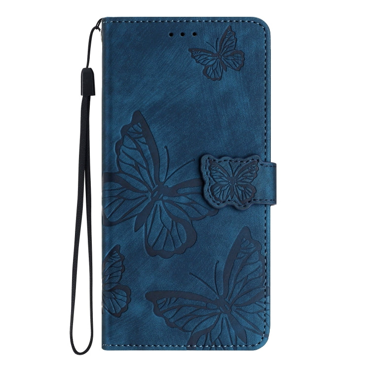 For Samsung Galaxy S25+ 5G Skin-feel Embossed Butterfly Leather Phone Case(Blue) - Galaxy S25+ 5G Cases by PMC Jewellery | Online Shopping South Africa | PMC Jewellery | Buy Now Pay Later Mobicred