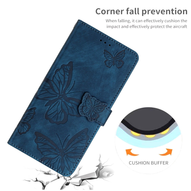 For Samsung Galaxy S25+ 5G Skin-feel Embossed Butterfly Leather Phone Case(Blue) - Galaxy S25+ 5G Cases by PMC Jewellery | Online Shopping South Africa | PMC Jewellery | Buy Now Pay Later Mobicred