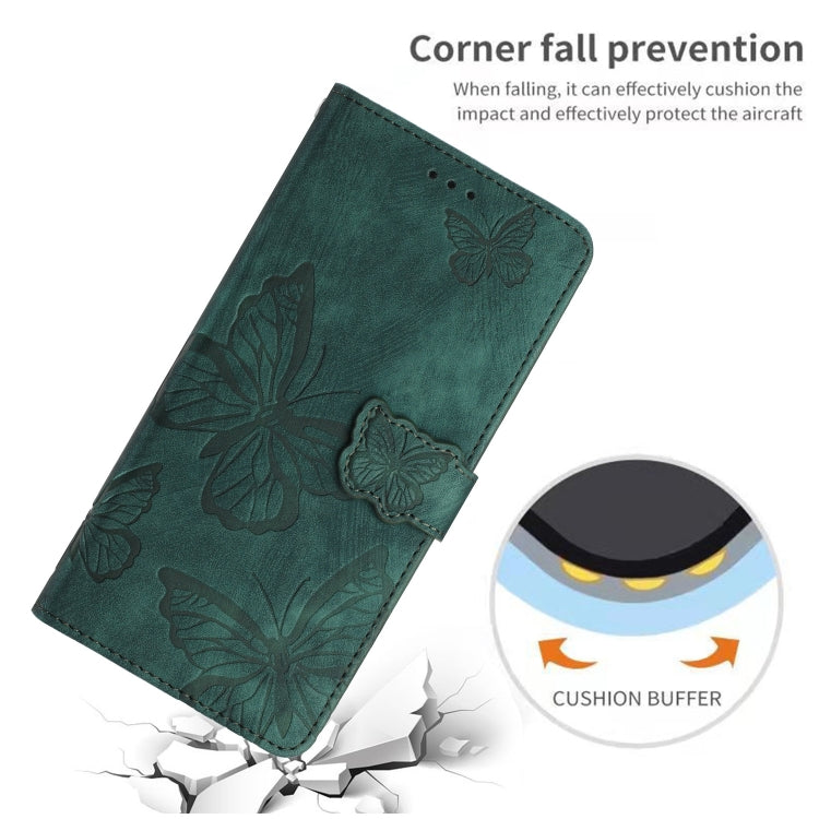 For Samsung Galaxy S25+ 5G Skin-feel Embossed Butterfly Leather Phone Case(Green) - Galaxy S25+ 5G Cases by PMC Jewellery | Online Shopping South Africa | PMC Jewellery | Buy Now Pay Later Mobicred