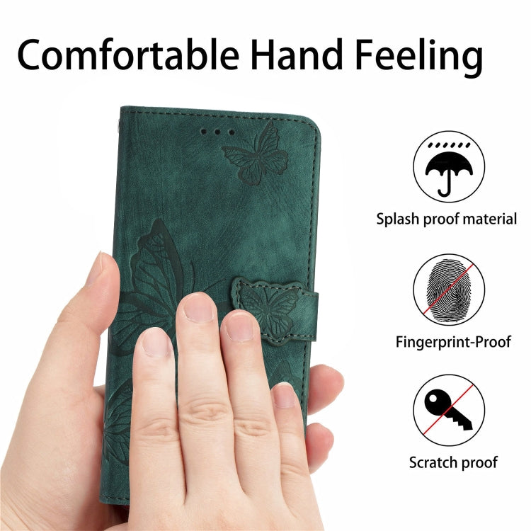 For Samsung Galaxy S25+ 5G Skin-feel Embossed Butterfly Leather Phone Case(Green) - Galaxy S25+ 5G Cases by PMC Jewellery | Online Shopping South Africa | PMC Jewellery | Buy Now Pay Later Mobicred