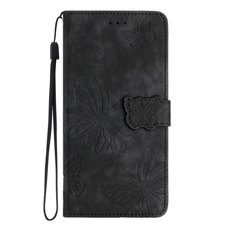 For Samsung Galaxy S25 Ultra 5G Skin-feel Embossed Butterfly Leather Phone Case(Black) - Galaxy S25 Ultra 5G Tempered Glass by PMC Jewellery | Online Shopping South Africa | PMC Jewellery | Buy Now Pay Later Mobicred