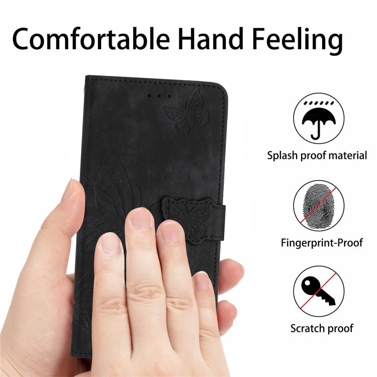 For Samsung Galaxy S25 Ultra 5G Skin-feel Embossed Butterfly Leather Phone Case(Black) - Galaxy S25 Ultra 5G Tempered Glass by PMC Jewellery | Online Shopping South Africa | PMC Jewellery | Buy Now Pay Later Mobicred