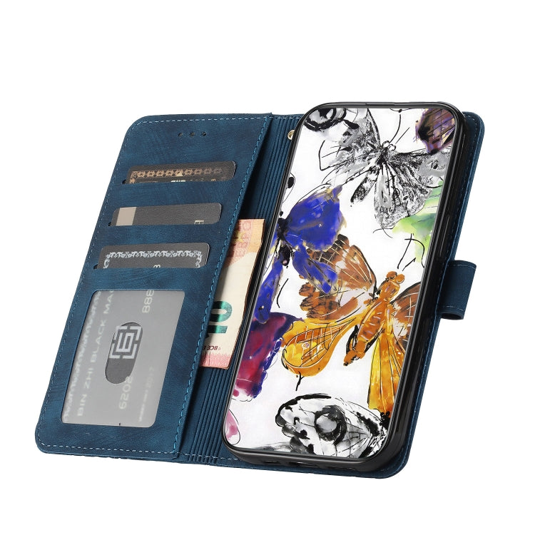 For Samsung Galaxy S25 Ultra 5G Skin-feel Embossed Butterfly Leather Phone Case(Blue) - Galaxy S25 Ultra 5G Tempered Glass by PMC Jewellery | Online Shopping South Africa | PMC Jewellery | Buy Now Pay Later Mobicred