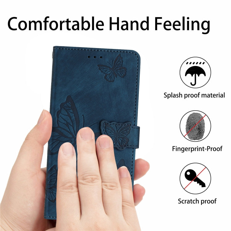 For Samsung Galaxy S25 Ultra 5G Skin-feel Embossed Butterfly Leather Phone Case(Blue) - Galaxy S25 Ultra 5G Tempered Glass by PMC Jewellery | Online Shopping South Africa | PMC Jewellery | Buy Now Pay Later Mobicred