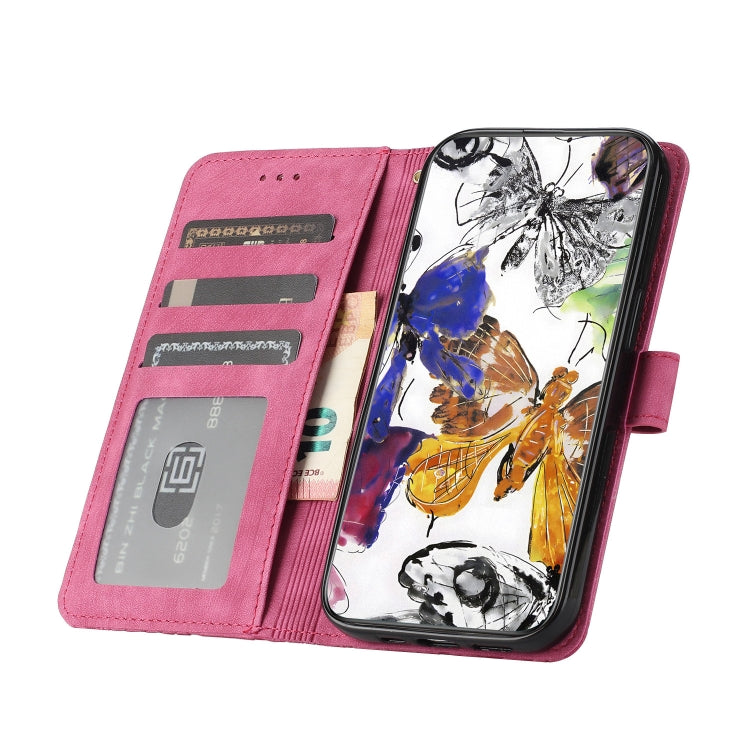 For Samsung Galaxy S25 Ultra 5G Skin-feel Embossed Butterfly Leather Phone Case(Rose Red) - Galaxy S25 Ultra 5G Tempered Glass by PMC Jewellery | Online Shopping South Africa | PMC Jewellery | Buy Now Pay Later Mobicred