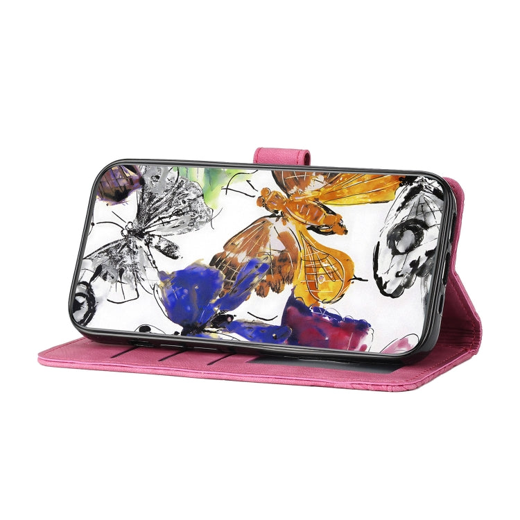 For Samsung Galaxy S25 Ultra 5G Skin-feel Embossed Butterfly Leather Phone Case(Rose Red) - Galaxy S25 Ultra 5G Tempered Glass by PMC Jewellery | Online Shopping South Africa | PMC Jewellery | Buy Now Pay Later Mobicred