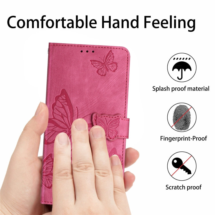For Samsung Galaxy S25 Ultra 5G Skin-feel Embossed Butterfly Leather Phone Case(Rose Red) - Galaxy S25 Ultra 5G Tempered Glass by PMC Jewellery | Online Shopping South Africa | PMC Jewellery | Buy Now Pay Later Mobicred