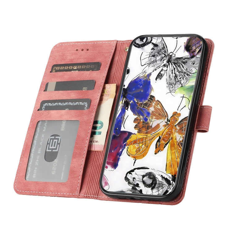 For Samsung Galaxy S25 Ultra 5G Skin-feel Embossed Butterfly Leather Phone Case(Pink) - Galaxy S25 Ultra 5G Tempered Glass by PMC Jewellery | Online Shopping South Africa | PMC Jewellery | Buy Now Pay Later Mobicred