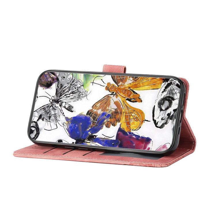 For Samsung Galaxy S25 Ultra 5G Skin-feel Embossed Butterfly Leather Phone Case(Pink) - Galaxy S25 Ultra 5G Tempered Glass by PMC Jewellery | Online Shopping South Africa | PMC Jewellery | Buy Now Pay Later Mobicred