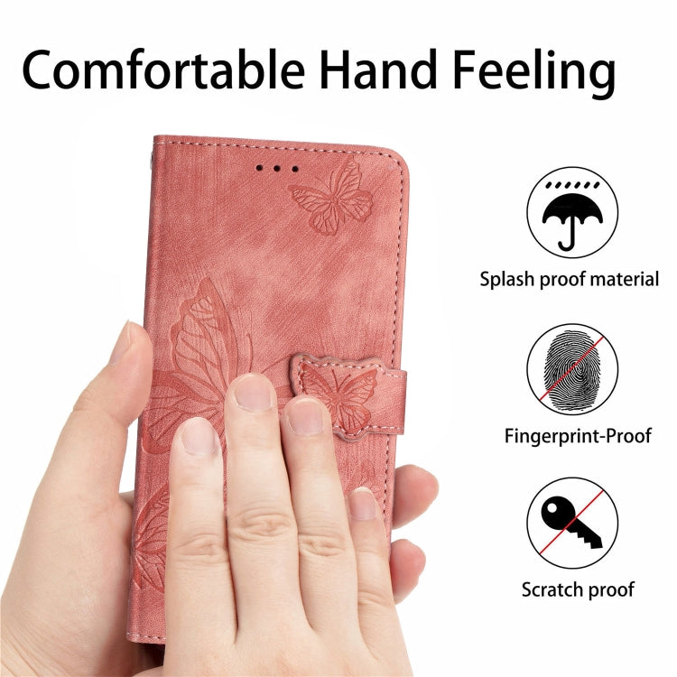 For Samsung Galaxy S25 Ultra 5G Skin-feel Embossed Butterfly Leather Phone Case(Pink) - Galaxy S25 Ultra 5G Tempered Glass by PMC Jewellery | Online Shopping South Africa | PMC Jewellery | Buy Now Pay Later Mobicred