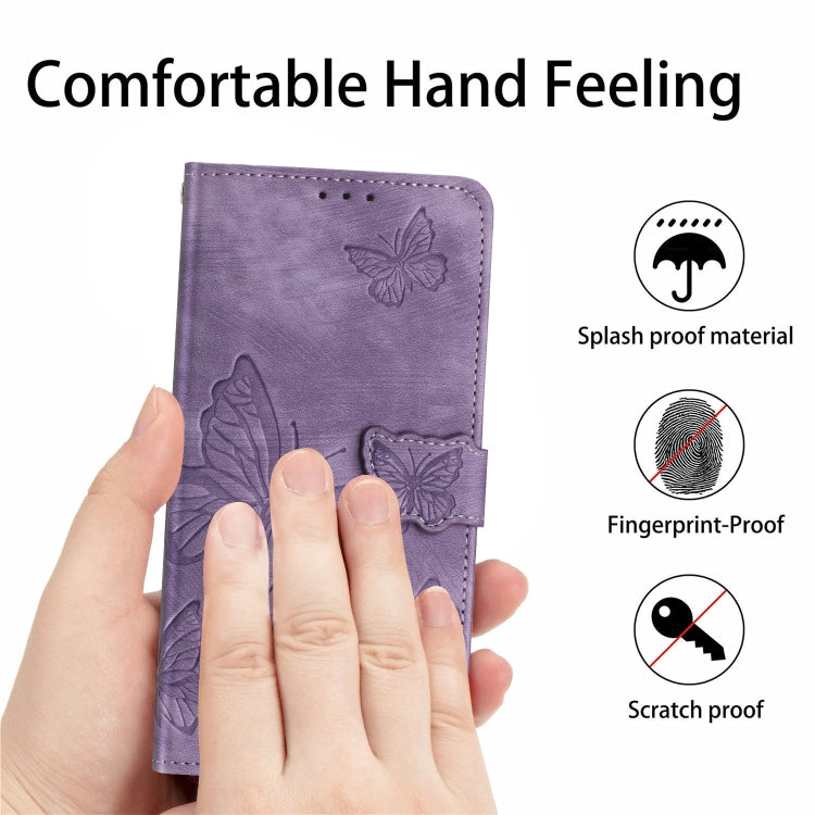 For Samsung Galaxy S25 Ultra 5G Skin-feel Embossed Butterfly Leather Phone Case(Purple) - Galaxy S25 Ultra 5G Tempered Glass by PMC Jewellery | Online Shopping South Africa | PMC Jewellery | Buy Now Pay Later Mobicred