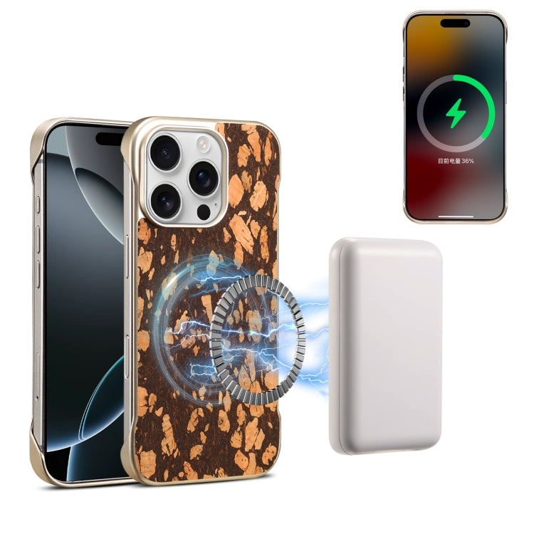 For iPhone 16 Pro Denior A18 WoodenPaint MagSafe Phone Case(Brown) - iPhone 16 Pro Cases by Denior | Online Shopping South Africa | PMC Jewellery | Buy Now Pay Later Mobicred