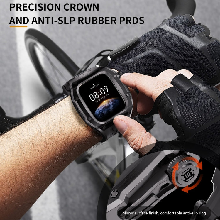 For Apple Watch Series 10 46mm RedPepper Armor Metal Case Integrated Silicone Watch Band(Black) - free shipping - PMC Jewellery - Order now!