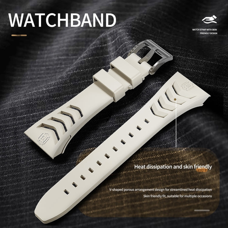 For Apple Watch 44mm / 45mm RedPepper Armor Metal Case Integrated Silicone Watch Band(Sliver White) - free shipping - PMC Jewellery - Order now!