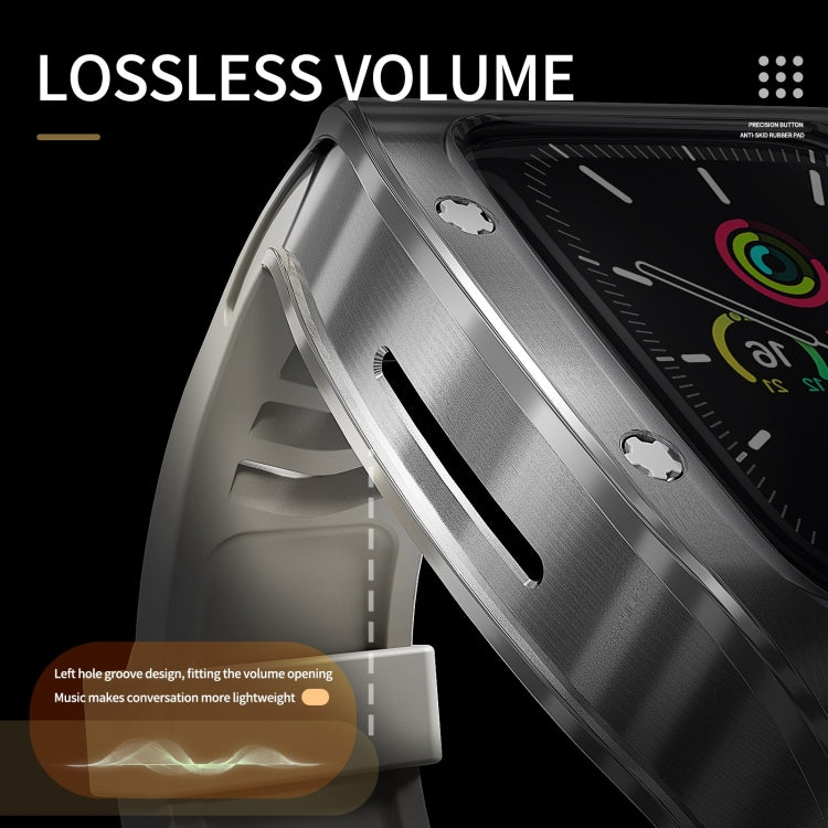 For Apple Watch 44mm / 45mm RedPepper Armor Metal Case Integrated Silicone Watch Band(Sliver White) - free shipping - PMC Jewellery - Order now!