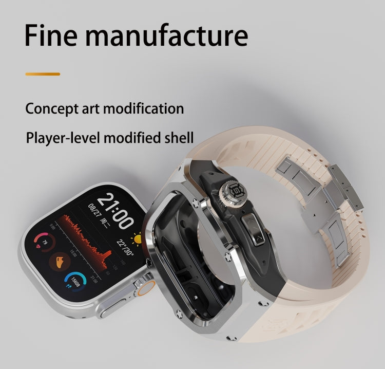 For Apple Watch Ultra 1 / 2 49mm RedPepper Armor Metal Case Integrated Silicone Watch Band(Steel Black White) - free shipping - PMC Jewellery - Order now!