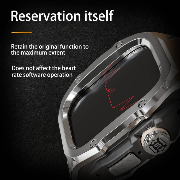 For Apple Watch Ultra 1 / 2 49mm RedPepper Armor Metal Case Integrated Silicone Watch Band(Steel Black White) - free shipping - PMC Jewellery - Order now!