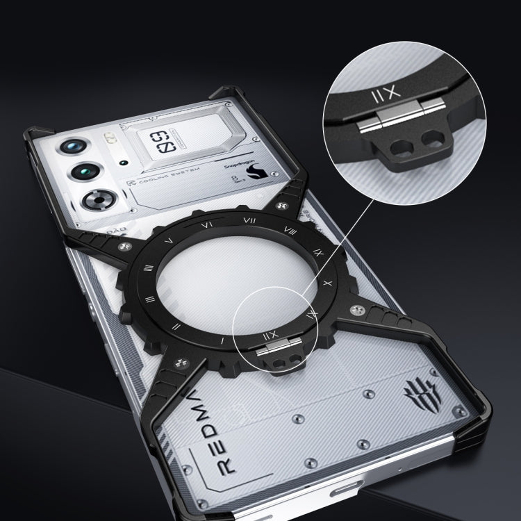 For ZTE nubia Red Magic 9 Pro / 9 Pro+ Gear Magnetic Holder Borderless Metal Phone Case(Silver) - ZTE Cases by PMC TechLife | Online Shopping South Africa | PMC TechLife | Buy Now Pay Later Mobicred