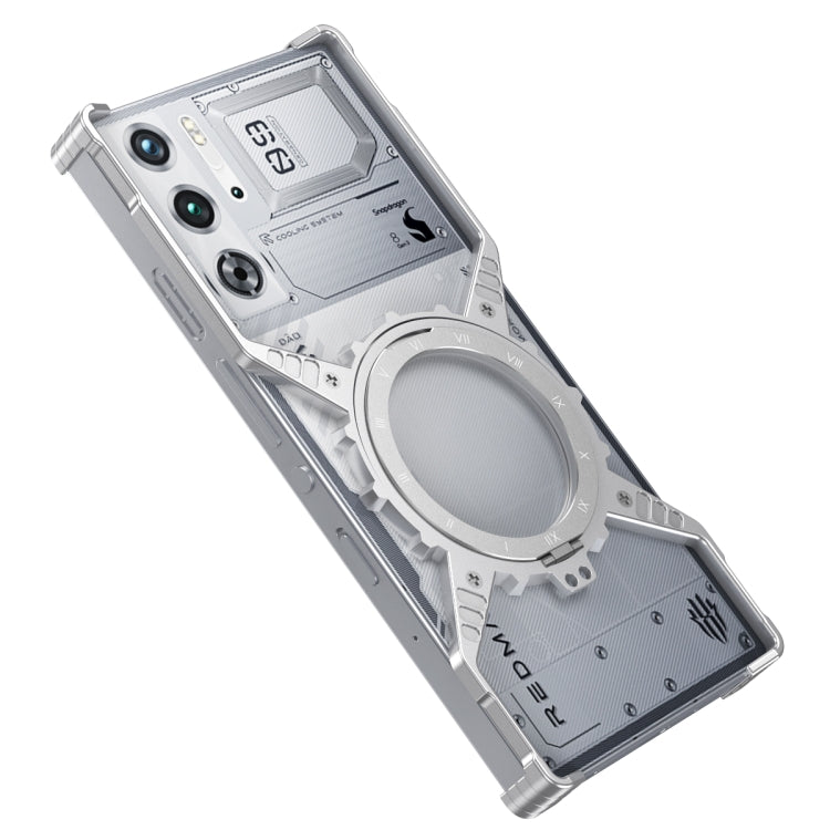 For ZTE nubia Red Magic 9S Pro / 9S Pro+ Gear Magnetic Holder Borderless Metal Phone Case(Silver) - ZTE Cases by PMC TechLife | Online Shopping South Africa | PMC TechLife | Buy Now Pay Later Mobicred
