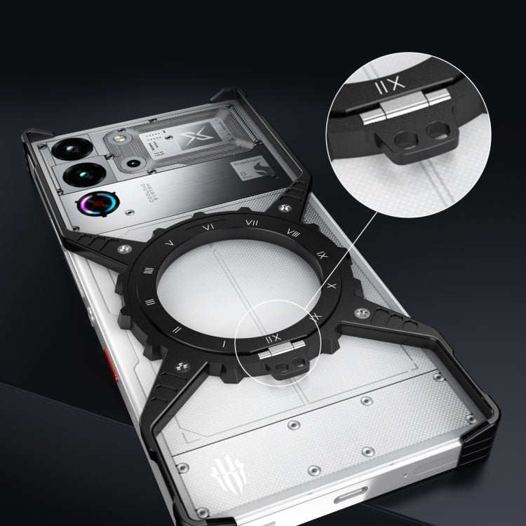 For ZTE nubia Red Magic 10 Pro / 10 Pro+ Gear Magnetic Holder Borderless Metal Phone Case(Silver) - ZTE Cases by PMC TechLife | Online Shopping South Africa | PMC TechLife | Buy Now Pay Later Mobicred