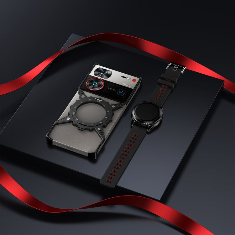 For ZTE nubia Z70 Ultra Gear Magnetic Holder Borderless Metal Phone Case(Silver) - ZTE Cases by PMC TechLife | Online Shopping South Africa | PMC TechLife | Buy Now Pay Later Mobicred