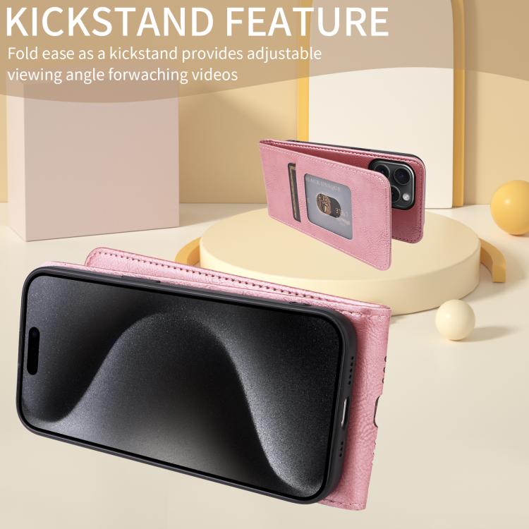 For iPhone 16e Magnetic Vertical Flip Leather Phone Case(Rose Gold) - iPhone 16e Cases by PMC TechLife | Online Shopping South Africa | PMC TechLife | Buy Now Pay Later Mobicred