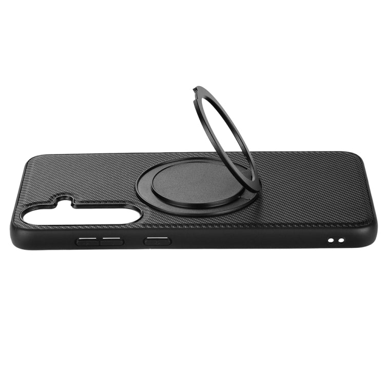 For Samsung Galaxy S25 5G ViLi TCY Series Kevlar Leather Texture Rotating Holder Phone Case(Black) - free shipping - PMC Jewellery - Order now!