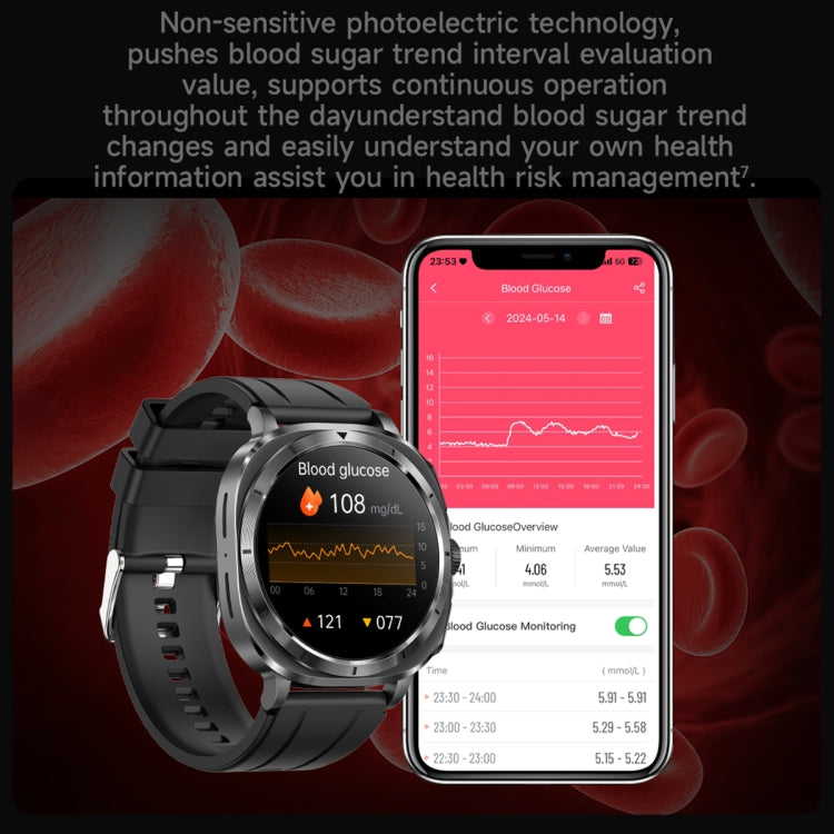 ET492 1.43 inch AMOLED Screen Leather Strap Smart Watch Supports ECG/Blood Sugar Monitoring(Black) - Smart Watches by PMC TechLife | Online Shopping South Africa | PMC TechLife | Buy Now Pay Later Mobicred