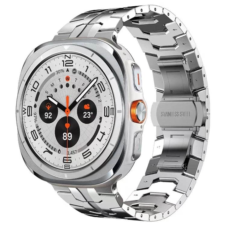 For Samsung Galaxy Watch Ultra 47mm Butterfly Buckle Titanium Alloy Watch Band(Silver) - Watch Bands by PMc TechLife | Online Shopping South Africa | PMc TechLife | Buy Now Pay Later Mobicred