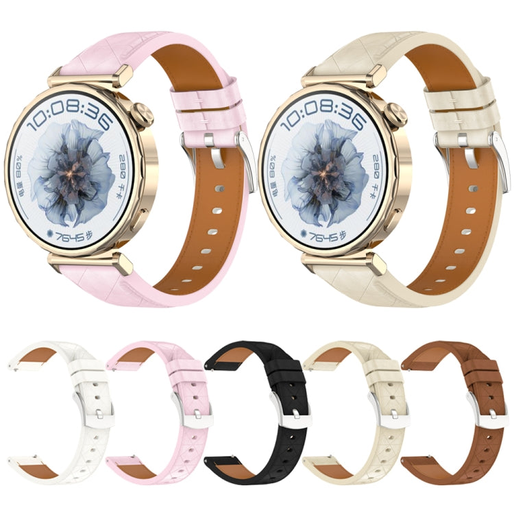 20mm Square Leather Silver Buckle Watch Band(Apricot) - free shipping - PMc TechLife - Order now!