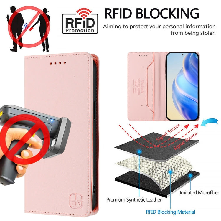 For Samsung Galaxy S24 / S25 5G RC01 Dual-Folded Magnetic Suction RFID Leather Phone Case(Pink) - Galaxy S25 5G Cases by PMC Jewellery | Online Shopping South Africa | PMC Jewellery | Buy Now Pay Later Mobicred