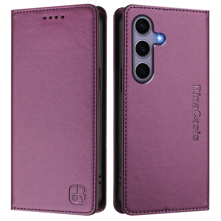 For Samsung Galaxy S24 / S25 5G RC01 Dual-Folded Magnetic Suction RFID Leather Phone Case(Violet) - Galaxy S25 5G Cases by PMC TechLife | Online Shopping South Africa | PMC TechLife | Buy Now Pay Later Mobicred