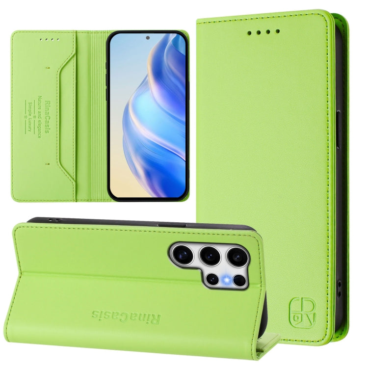 For Samsung Galaxy S25 Ultra 5G RC01 Dual-Folded Magnetic Suction RFID Leather Phone Case(Grass Green) - Galaxy S25 Ultra 5G Cases by PMC TechLife | Online Shopping South Africa | PMC TechLife | Buy Now Pay Later Mobicred