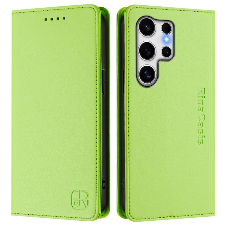 For Samsung Galaxy S25 Ultra 5G RC01 Dual-Folded Magnetic Suction RFID Leather Phone Case(Grass Green) - Galaxy S25 Ultra 5G Cases by PMC TechLife | Online Shopping South Africa | PMC TechLife | Buy Now Pay Later Mobicred