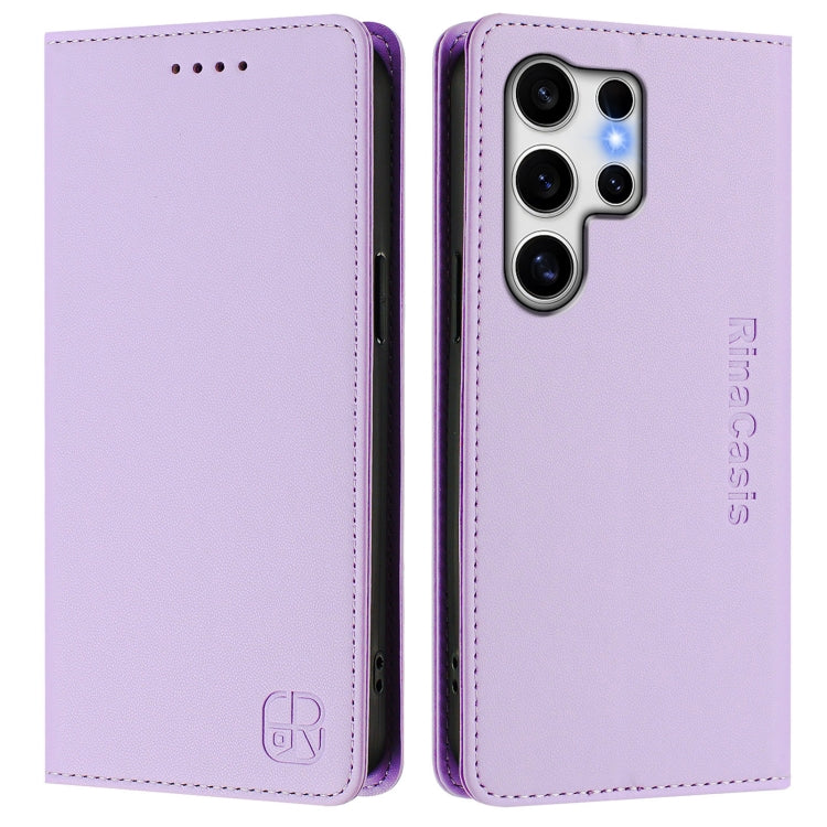 For Samsung Galaxy S25 Ultra 5G RC01 Dual-Folded Magnetic Suction RFID Leather Phone Case(Light Purple) - Galaxy S25 Ultra 5G Cases by PMC TechLife | Online Shopping South Africa | PMC TechLife | Buy Now Pay Later Mobicred