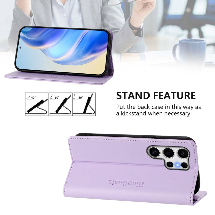 For Samsung Galaxy S25 Ultra 5G RC01 Dual-Folded Magnetic Suction RFID Leather Phone Case(Light Purple) - Galaxy S25 Ultra 5G Cases by PMC TechLife | Online Shopping South Africa | PMC TechLife | Buy Now Pay Later Mobicred