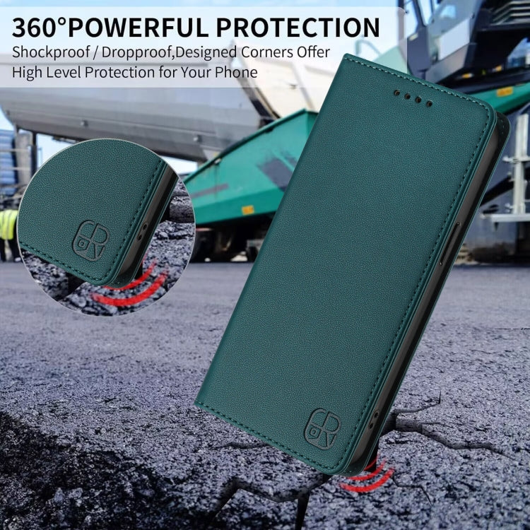 For Samsung Galaxy S25 Ultra 5G RC01 Dual-Folded Magnetic Suction RFID Leather Phone Case(Dark Green) - Galaxy S25 Ultra 5G Cases by PMC Jewellery | Online Shopping South Africa | PMC Jewellery | Buy Now Pay Later Mobicred