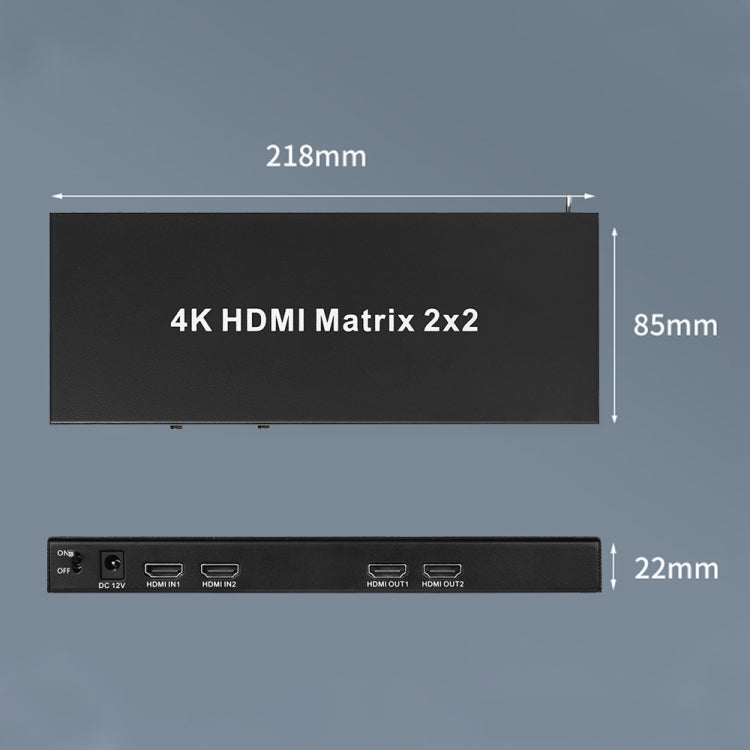 Measy MT4322 4K 30Hz 2 In 2 Out HDMI Matrix Switch Support Seamless Switching, EU Plug(Black) - free shipping - PMC TechLife - Order now!