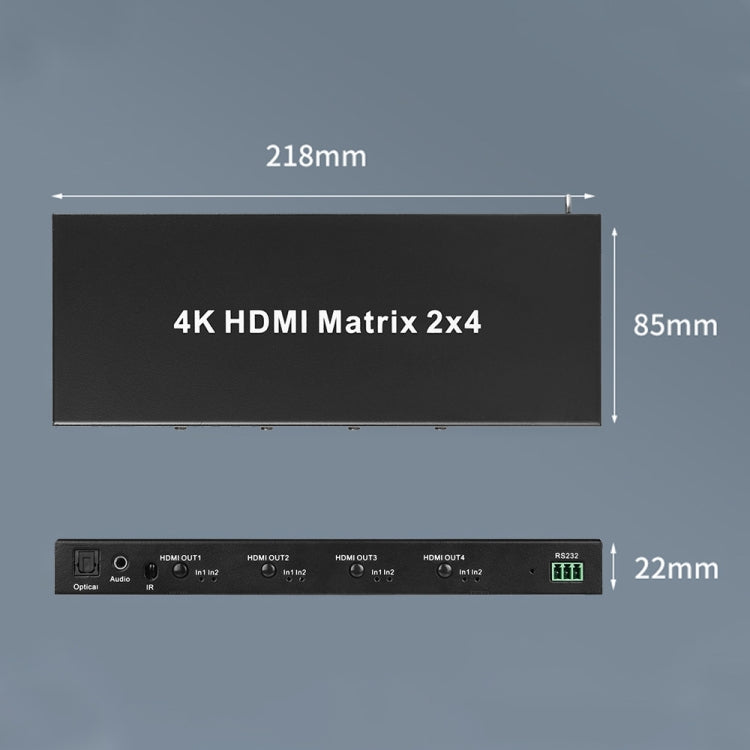 Measy MT4324 4K 30Hz 2 In 4 Out HDMI Matrix Switch Support Seamless Switching, UK Plug(Black) - free shipping - PMC TechLife - Order now!