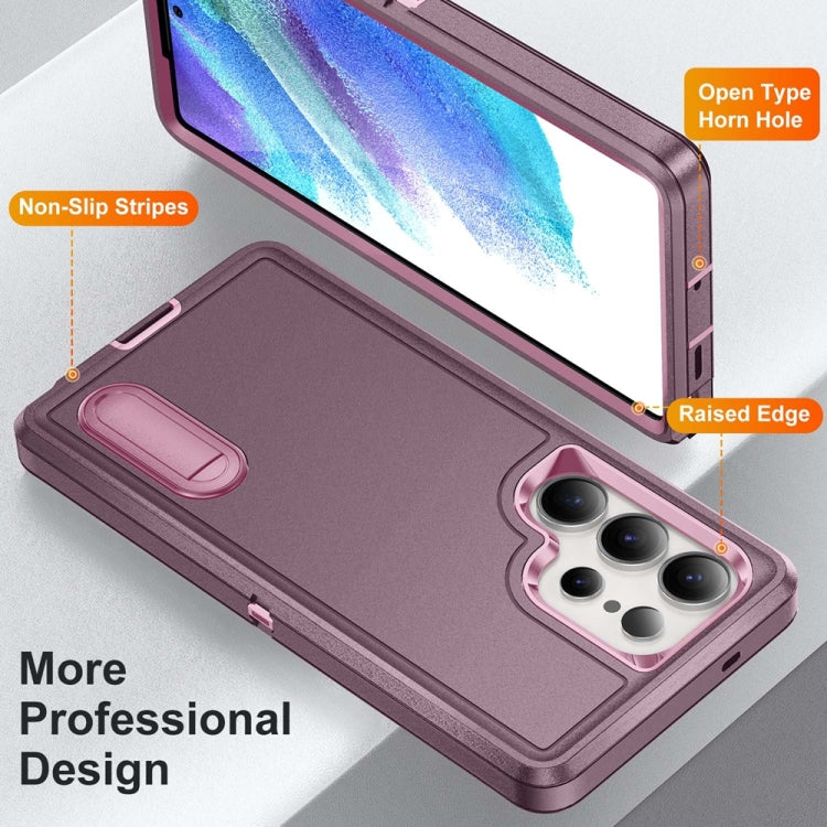 For Samsung Galaxy S25 Ultra 5G Rugged PC Hybrid Silicone Phone Case with Holder(Purple+Pink) - Galaxy S25 Ultra 5G Cases by PMC Jewellery | Online Shopping South Africa | PMC Jewellery | Buy Now Pay Later Mobicred