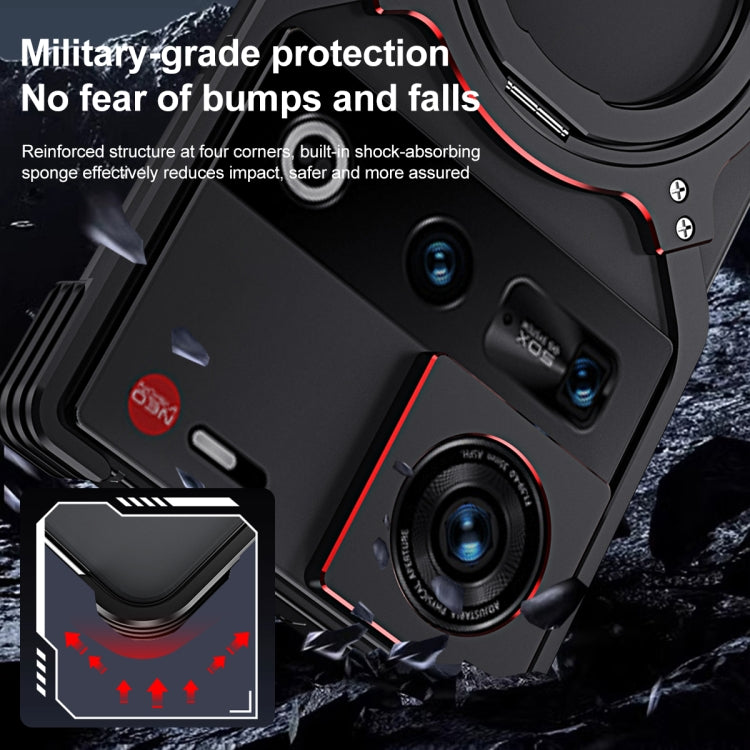 For ZTE nubia Z70 Ultra Mechanical Arm Borderless MagSafe Holder Metal Phone Case(Black Red) - free shipping - PMC TechLife - Order now!